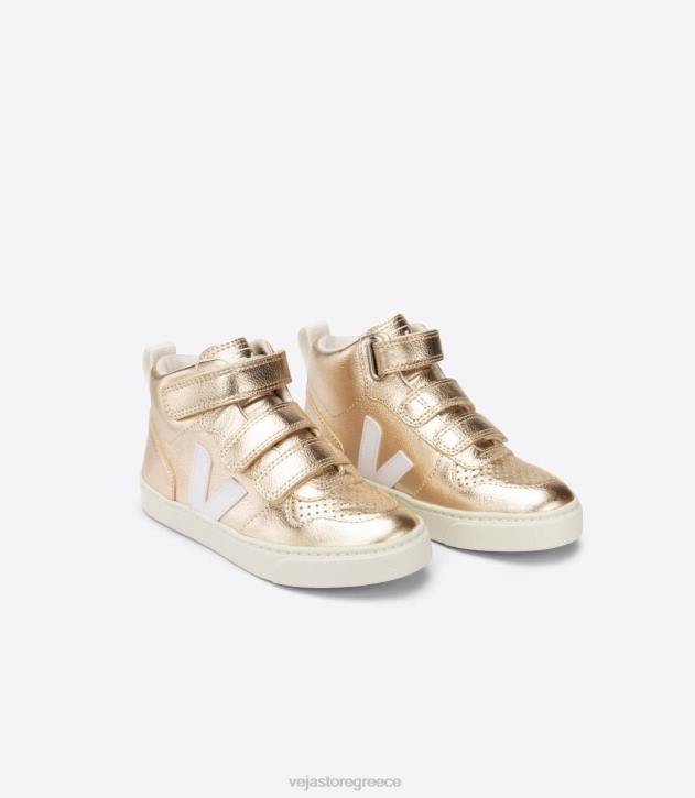 veja v-10 μεσαίο χρωμιωμένο δέρμα πλατίνα λευκό ελλαδα 6L84347 παιδιά